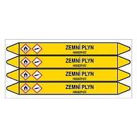 Značení potrubí, zemní plyn,4 ks, 250 × 26 mm